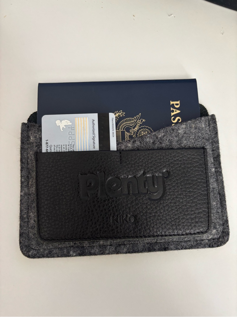 Michael Kors Black Leather & Gray Felt Passport/Card Sleeve